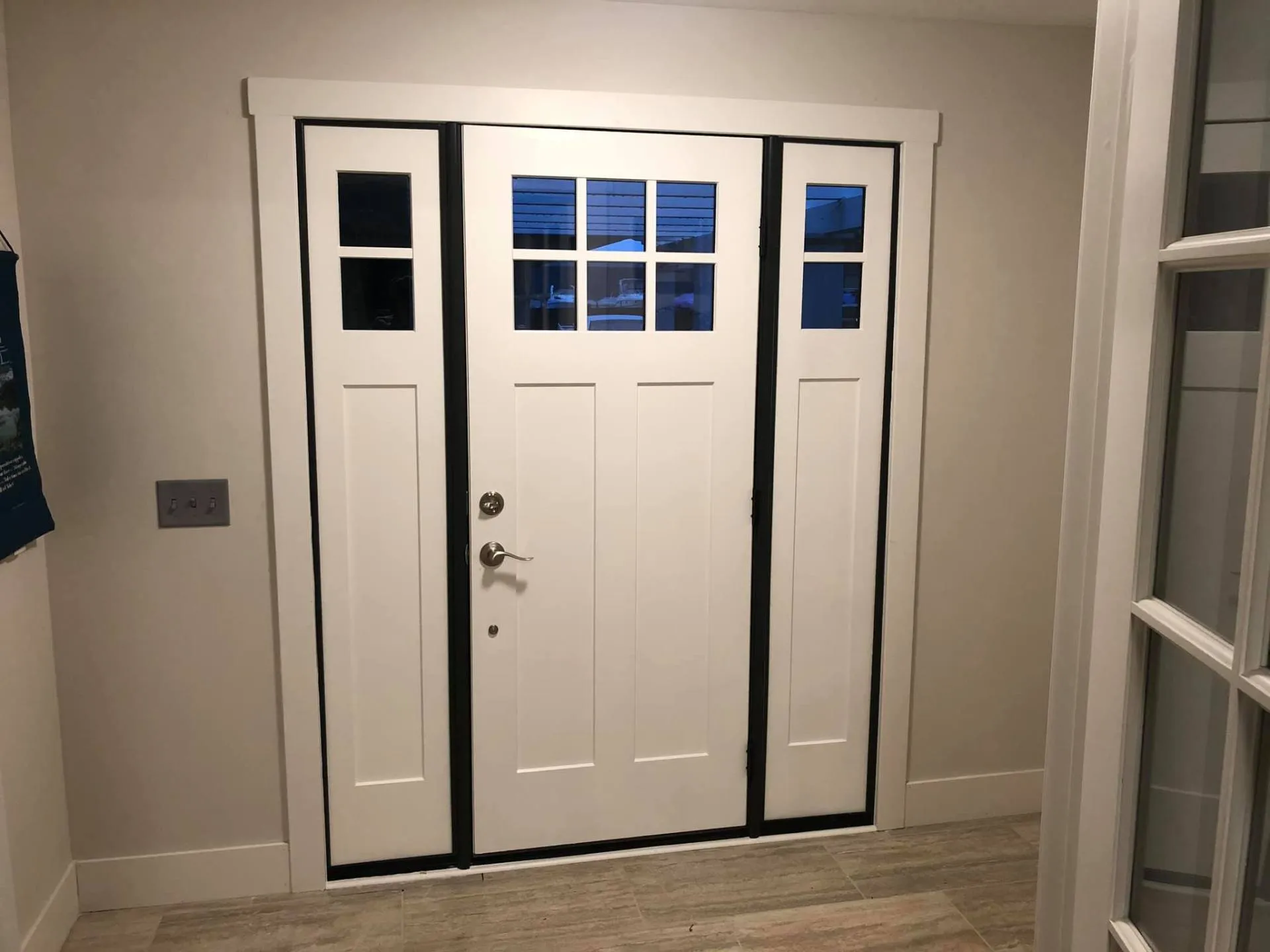 White door with side panels